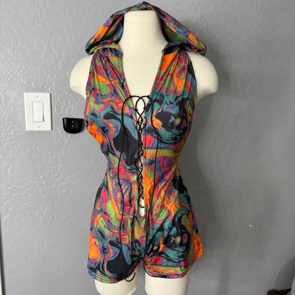 Dollskill Club EXX Tie Me Down Playsuit - Acid, M - Picture 1 of 4